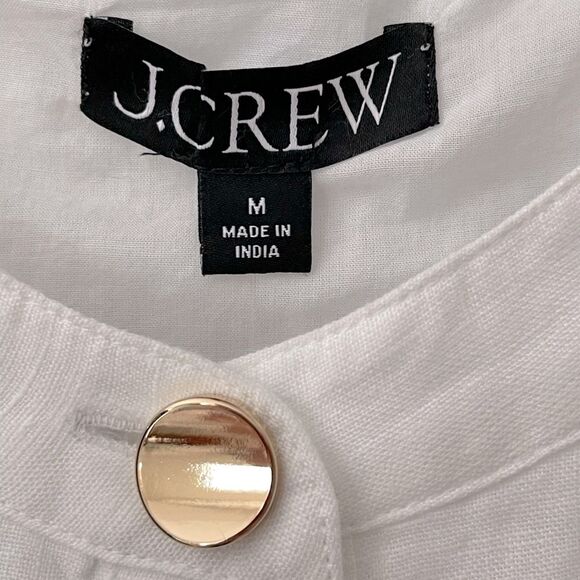 J.Crew Raw Hem Mini Shirtdress Linen White Belted Medium NWT - Picture 11 of 14